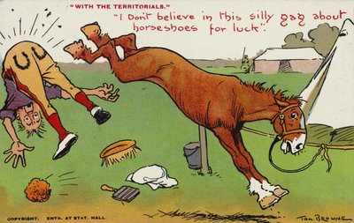 Avec les Territoriaux. Je ne crois pas à cette histoire idiote de fers à cheval pour la chance - Tom Browne